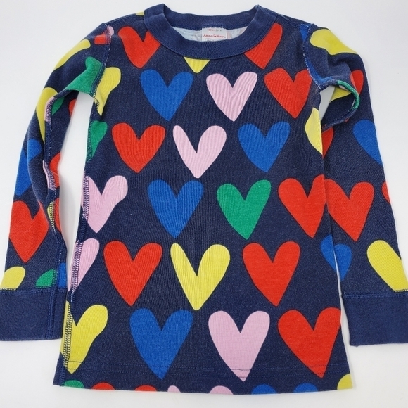 HANNA ANDERSSON TWO PIECE PAJAMA SET SLEEPWEAR BLUE HEARTS YOUTH CHILDREN US 4 - Picture 2 of 13